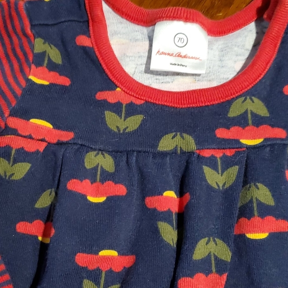Hanna Andersson Floral Tunic Size 70 Red Blue - Picture 2 of 3